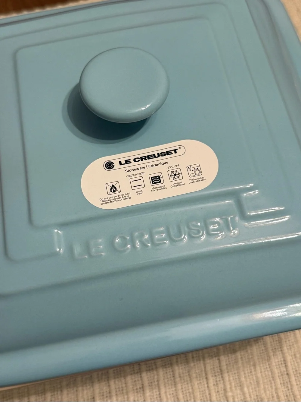 Le Creuset Stoneware Classic Square Baking Dish 23cm 3L with Lid Sky Blue